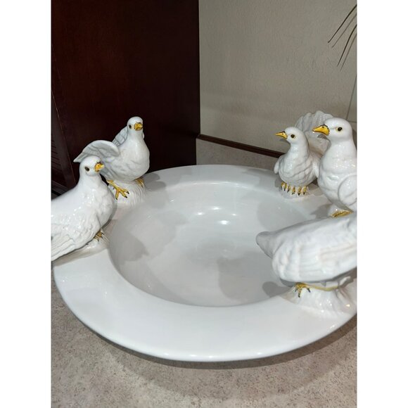 Doves Bird Bath Bowl-Italian Ceramic - Picture 6 of 14